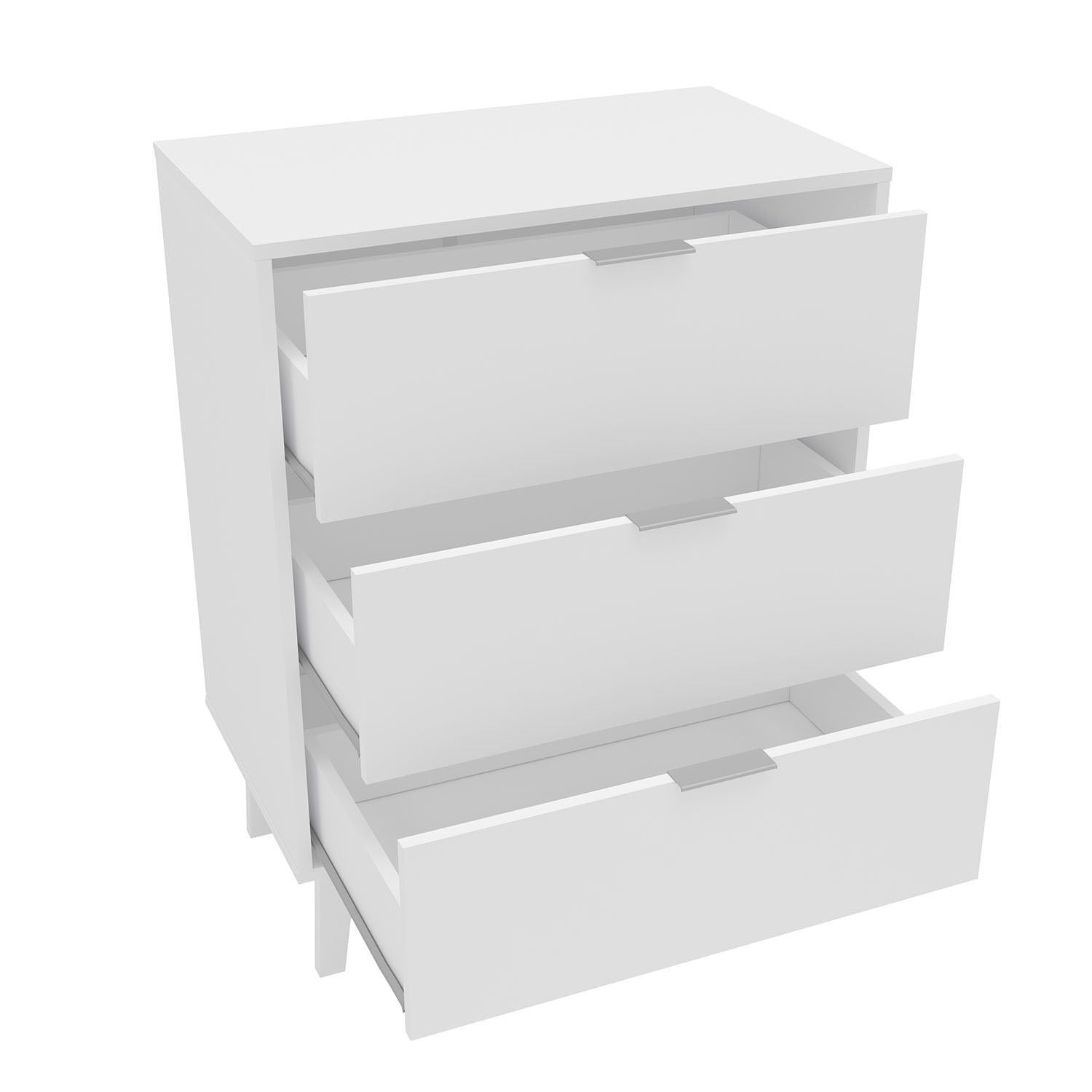 Polifurniture Victoria Modern 3 Drawer Wood Dresser, White