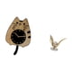 thumbnail image 4 of Reloj de pared esférico con forma de gato, adorno silencioso para cocina, oficina o hogar. Escultura de metal coleccionable, ideal como regalo de inau, 4 of 7