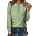 thumbnail image 1 of Pompotops Hauts Amples à Col Rond pour Femmes T-Shirts Imprimés Décontractés Blouse à Manches Longues en Solde, 1 of 5