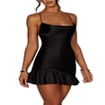 thumbnail image 2 of PENGXIANG Women‘s Bodycon Mini Dress Strappy Backless Ruffle Hem Cocktail Dress, 2 of 5