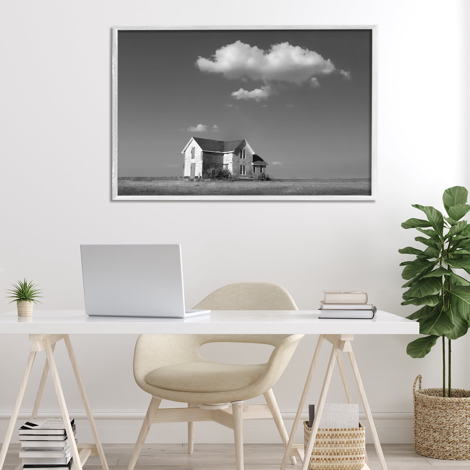 Stupell Industries Solitary Erstwhile Cottage White Framed Giclee Art, design by Steve Toole