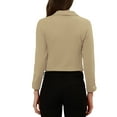 thumbnail image 3 of DARING DIVA Women's Notched Lapel Ruched Sleeve Crop Blazer XS Khaki, 3 of 6