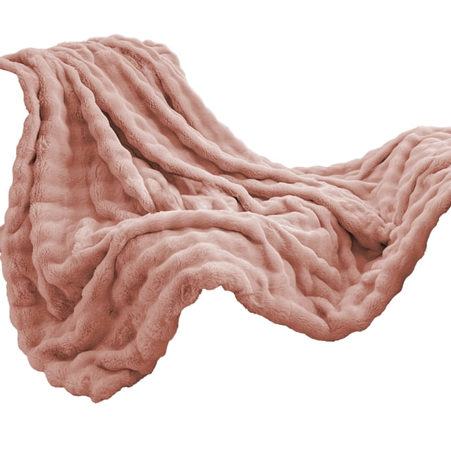 Pink 59X39In Fleece Throw Blanket With Pink Color, Plush Microfiber And Decorative Design For Couch, Travel And Gift Giving 59.0X39.0In 1.8Lb