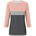 thumbnail image 4 of SEAOPEN Plus Size Tops for Women Color Block 3/4 Length Sleeve Womens T Shirts Raglan Sleeve Baseball Tees Comfort Crewneck Casual T-Shirts Pink,L, 4 of 5