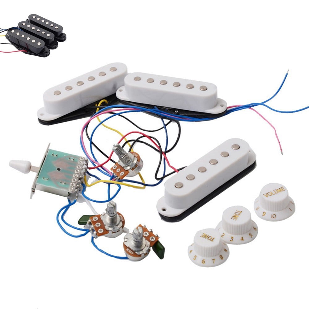 Electric Guitar Pickup Wiring Harness Prewired 5-way Switch 2T1V SSS for Strat