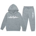 thumbnail image 5 of RUTAYY Boys 2 Piece Set City Graphic Long Sleeve Pullover Hoodie Jogger Pants Cozy Hooded Tracksuit Casual Everyday Wear, Grey, 5 of 6