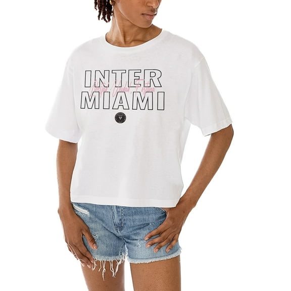 Women's Gameday Couture  White Inter Miami CF Keep Playing Cropped T-Shirt