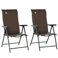 thumbnail image 1 of Outsunny Ensemble de 2 Chaises Pliantes d'Extérieur en Osier avec Dossier Réglable, 1 of 10