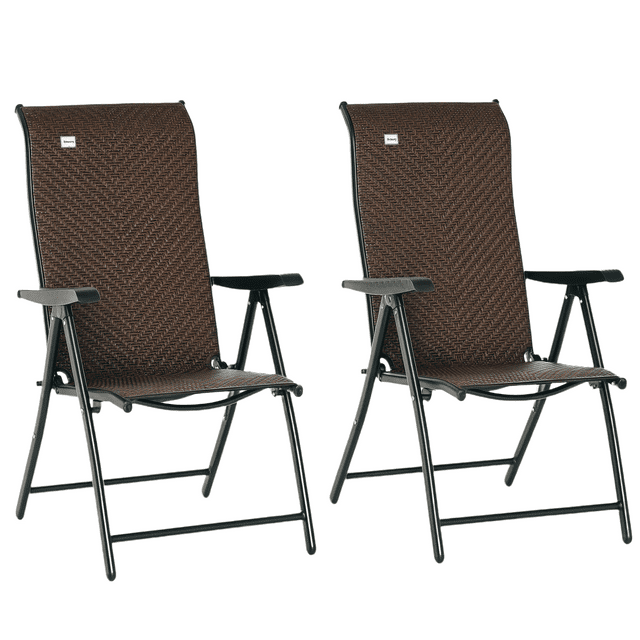 Outsunny Ensemble de 2 Chaises Pliantes d'Extérieur en Osier avec Dossier Réglable