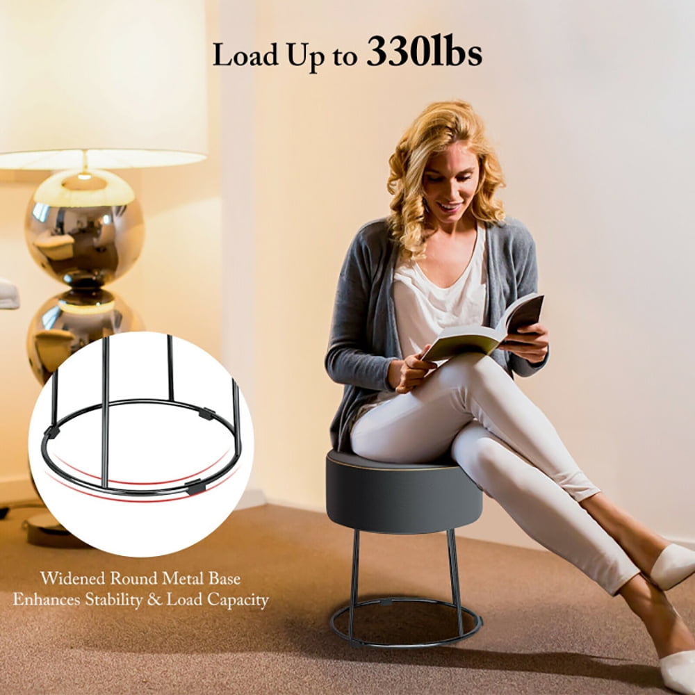 Finihen Round Velvet Ottoman, Footrest Stool, Vanity Chair, Velvet Footrest Stool Ottoman with Non-Slip Foot Pads for Bedside, for Living Room, Bedroom, Gray Finihen Round Velvet Ottoman, Footrest Stool, Vanity Chair, Velvet Footrest Stool Ottoman with Non-Slip Foot Pads for Bedside, for Living Room, Bedroom, Gray