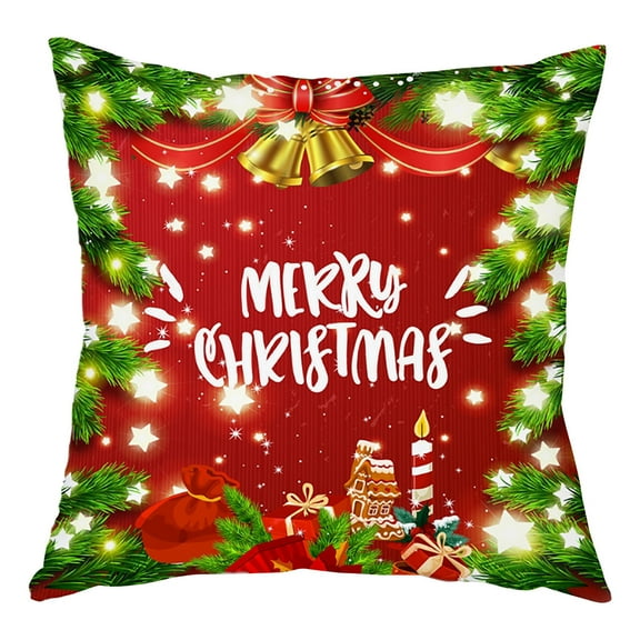 Christmas Throw Pillow Cover, Holiday Cushion Case, Soft Washable Sofa Decor, 18x18 Inch Christmas Cushion Cover with Hidden Zipper for Living Room Chair Bedroom Office Seat Decoration