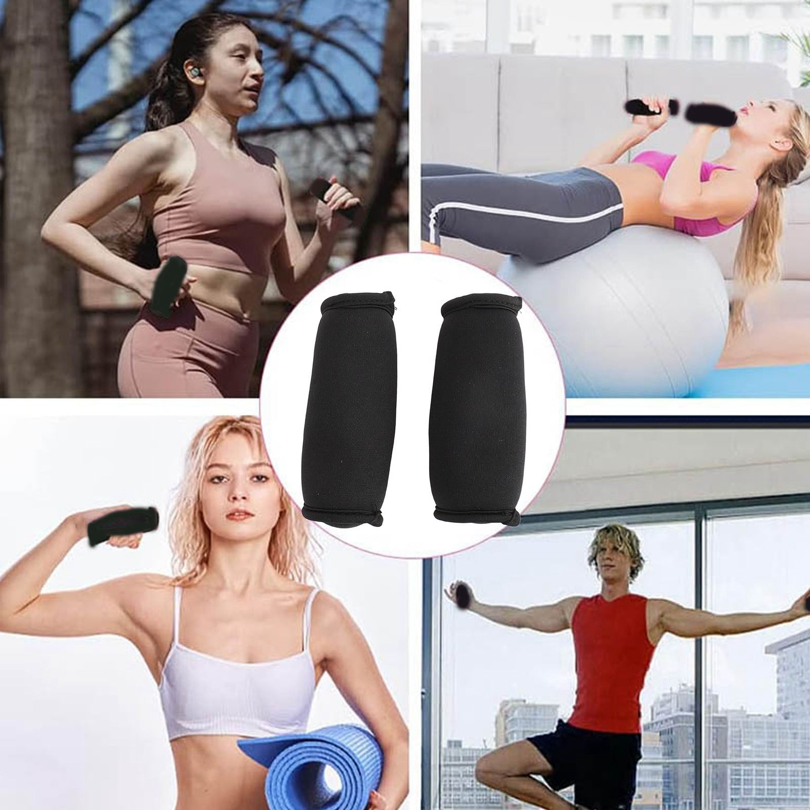Riousery 1 Pair Hand Weights Set, Soft Dumbbells with Hand Strap for Workout Running Jogging, 1 Pound Total Weight (0.45 kg), Unisex Sand Filled Weights for Home Gym