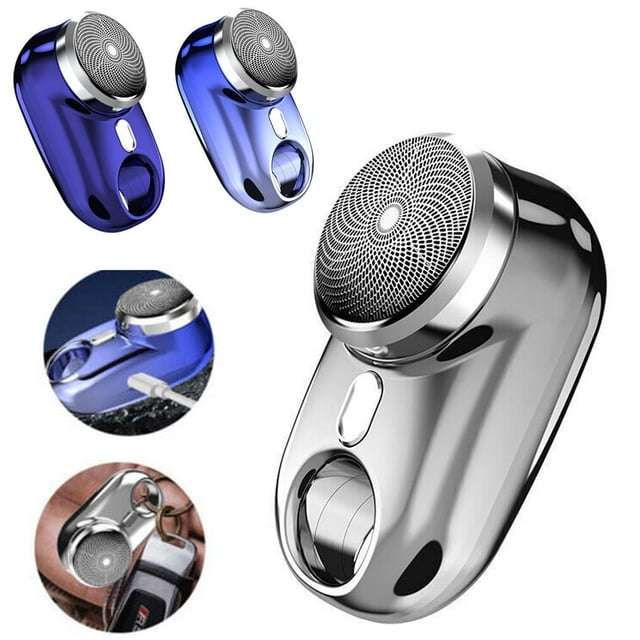 Electric Razor for Men Portable Mini Beard Trimmer Shave USB Rechargeable Shavers for Home Travel Dark Blue