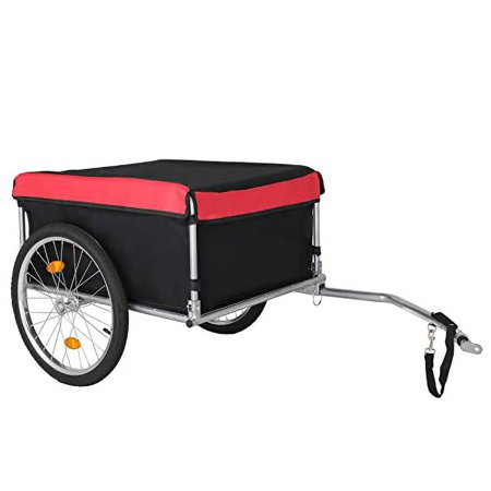 PEXMOR Bike Cargo Trailer, Foldable Cart Bike Wagon Trailer w/Universal Bike Hitch & 20" Quick Release Wheel, Folding Bike Luggage Carrier w/Waterproof Cover, Large Loading Bike Storage Cart