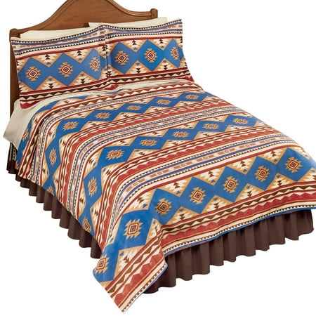 Aztec Design - Southwest-Inspired Aztec Design Fleece Coverlet Bedding - Colorful Bedroom Decor, Twin, Brown Multi