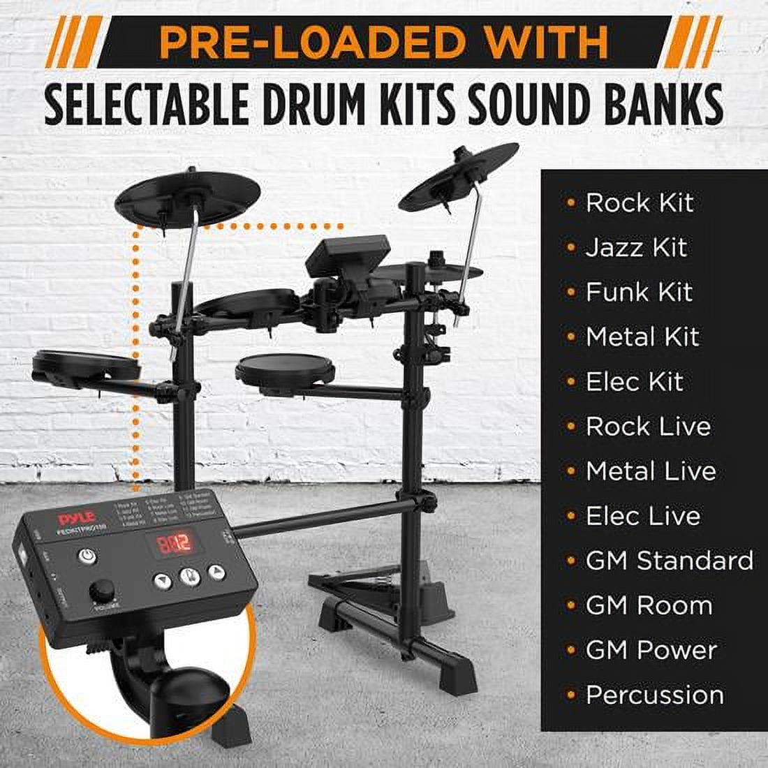 Pyle Electronic Drum Kit - Compact Drumming Machine, MIDI Computer Connection, Quick Setup Roll-up Design for adults.