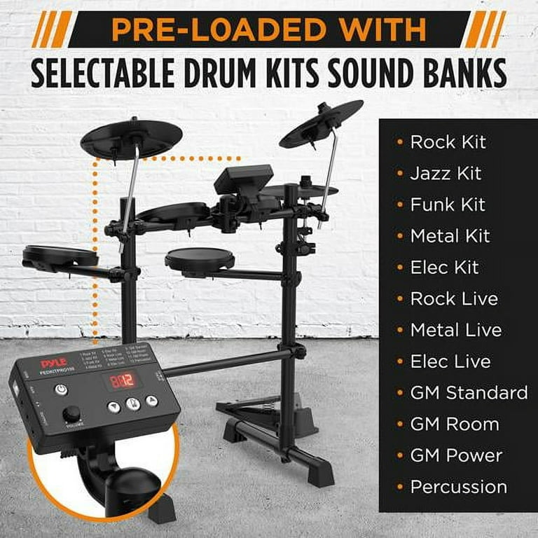 Pyle Electronic Drum Set- Portable Powerful Drum Kit for beginners, Quick  Setup
