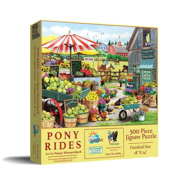 SUNSOUT INC - Pony Rides - 500 pc Jigsaw Puzzle by Artist: Nancy Wernersbach - Finished Size 18" x 24" - MPN# 63084