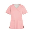 thumbnail image 2 of Womens Scrubs Top Stretchy, Hospital Staff Christmas Scrub Tops Veterinary Clinic Work Shirts Women Pharmacy Technician Daily Wear Nursing Graduation Gift Blouses Er Nurse Pink Xxl, 2 of 4