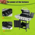 thumbnail image 5 of 3 Burner Stainless Steel Gas Grill with Side Burner, 37,000 BTU Propane Gas Grill for Outdoor Patio Garden Barbecue, Black&Silver, 5 of 10