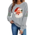 thumbnail image 5 of Women's Christmas Santa Print Sweatshirt, X-mas Party Holiday Crewneck Long Sleeve Fleece Lined Relaxed Tops, S-XXL, 5 of 7