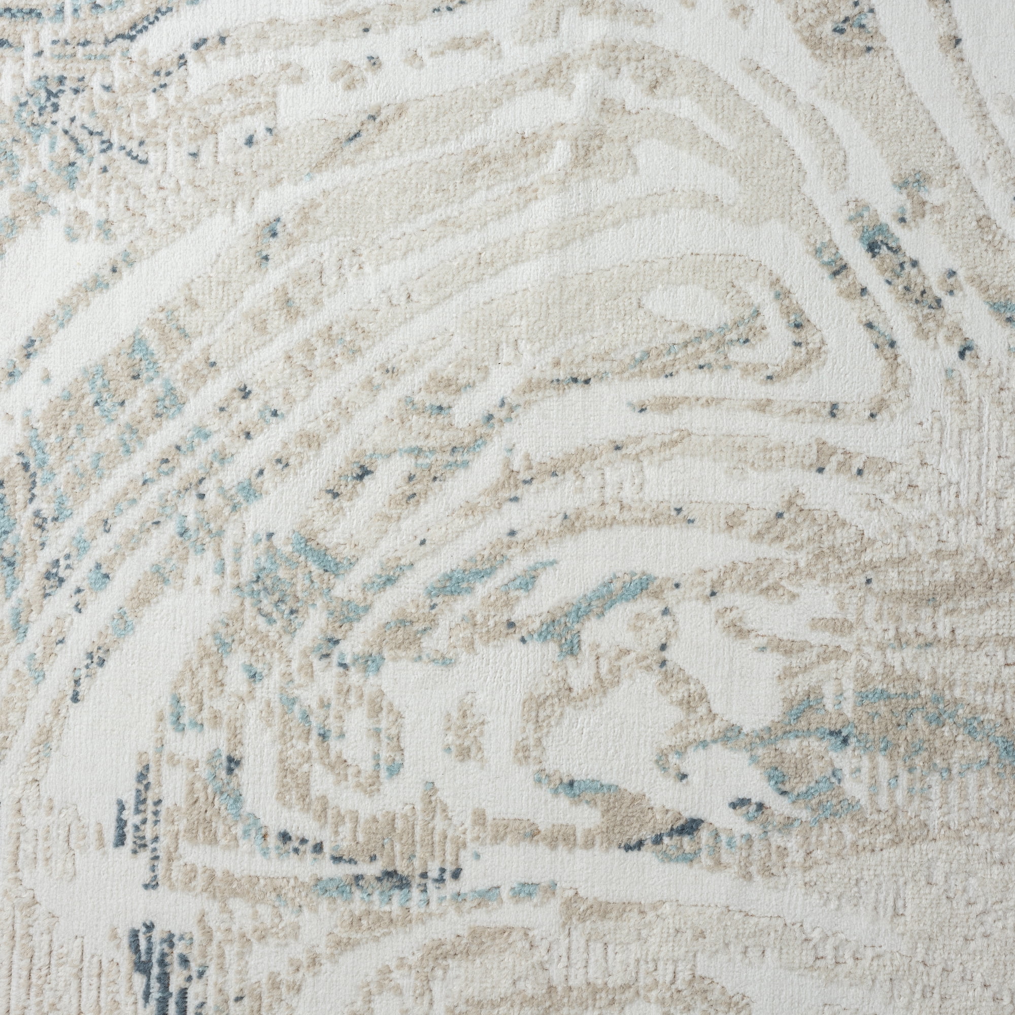 LR Home Bella 2'8"x 8' Ivory and Blue Abstract Durable Performance Indoor Runner Area Rug