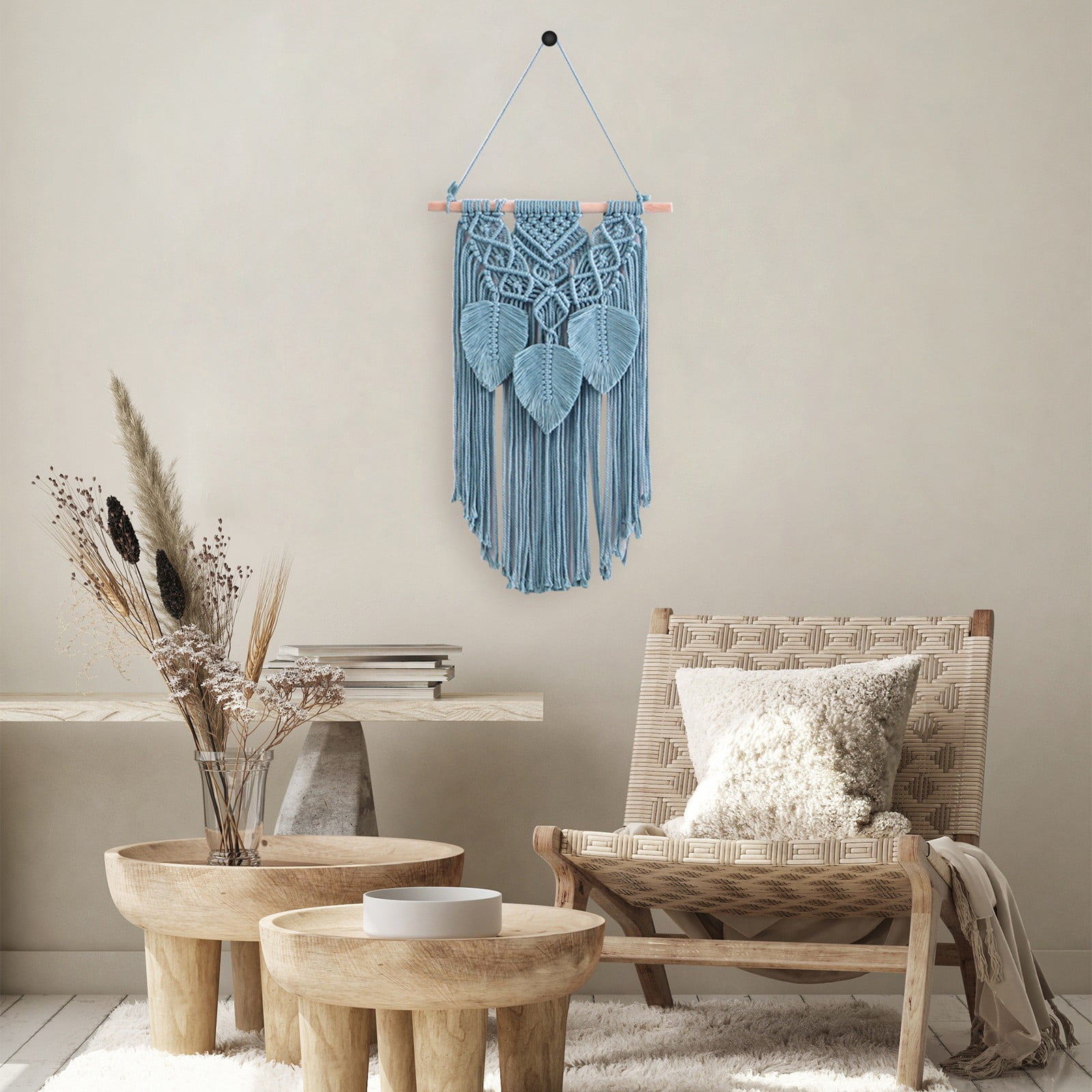 Nanoei Wall Hanging Decor, Cotton Rope Tassel Tapestry Hand Woven, Bohemian Macrame Wall Art for Living Room Bedroom Dorm Home Decor Grey