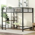 thumbnail image 3 of Full Size Metal Loft Bed with Built-in Desk and Storage Shelves, Multiple Functions Bed, Loft Bed with Ladder, Metal Space Saving Bed Frame for Boys, Girls, 3 of 9