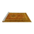 thumbnail image 2 of Ahgly Company Machine Washable Indoor Round Medallion Yellow Traditional Area Rugs, 7' Round, 2 of 4