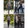 thumbnail image 6 of Xidunhg Men's Dark Grey Sweatpants, Neon Green Contrast Side Stripe, Quick Dry Straight Leg Gym Casual Pants with Zipper Pockets, 6 of 10