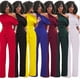thumbnail image 4 of Diseño de moda, pantalones de pierna ancha con botones integrados y cuello inclinado de color sólido clásico, duraderos y lavables., 4 of 6