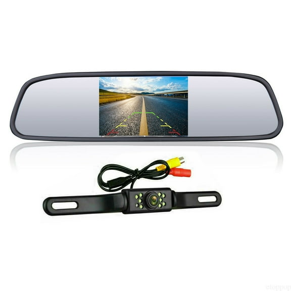 4.3" Backup Camera Mirror Car Rear View Reverse Night Vision Parking System Kit