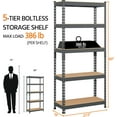 thumbnail image 3 of HYJY Storage Shelves 5 Tier Garage Shelving Heavy Duty Garage Shelves Adjustable Metal Shelving Unit Utility Rack Industrial Shelving for Warehouse Pantry Closet, 27.5"W x 12"D x 60"H, Dark Gray, 3 of 18