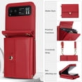 thumbnail image 6 of For Motorola Razr 40 PU Leather Case, Stylish Crossbody Strap Wristband Card Slots Magnetic Snap RFID Blocking Drop Protective Rugged Case for Motorola Razr 40, Red, 6 of 7