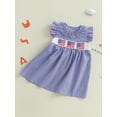 thumbnail image 3 of Okbabeha Toddler Baby Girl 4th of July Outfits Infant Ruffle USA Flag Fourth of July Dress Summer Independence Day Clothes, 3 of 7