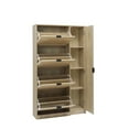 thumbnail image 4 of Wood Shoe Cabinet, Natural Rattan Shoe Storage Cabinet with 4 Tier Flip Drawers and Glass Mirror, 4 of 7