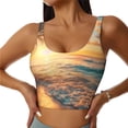 thumbnail image 1 of Fotbe Tropical Sunset Beach Scene Sujetador Deportivo Largo sin Aros para Mujer con Almohadillas y Soporte Medio, Transpirable y Absorbente, Camiseta Tipo Chaleco o Tank Top-Small, 1 of 8