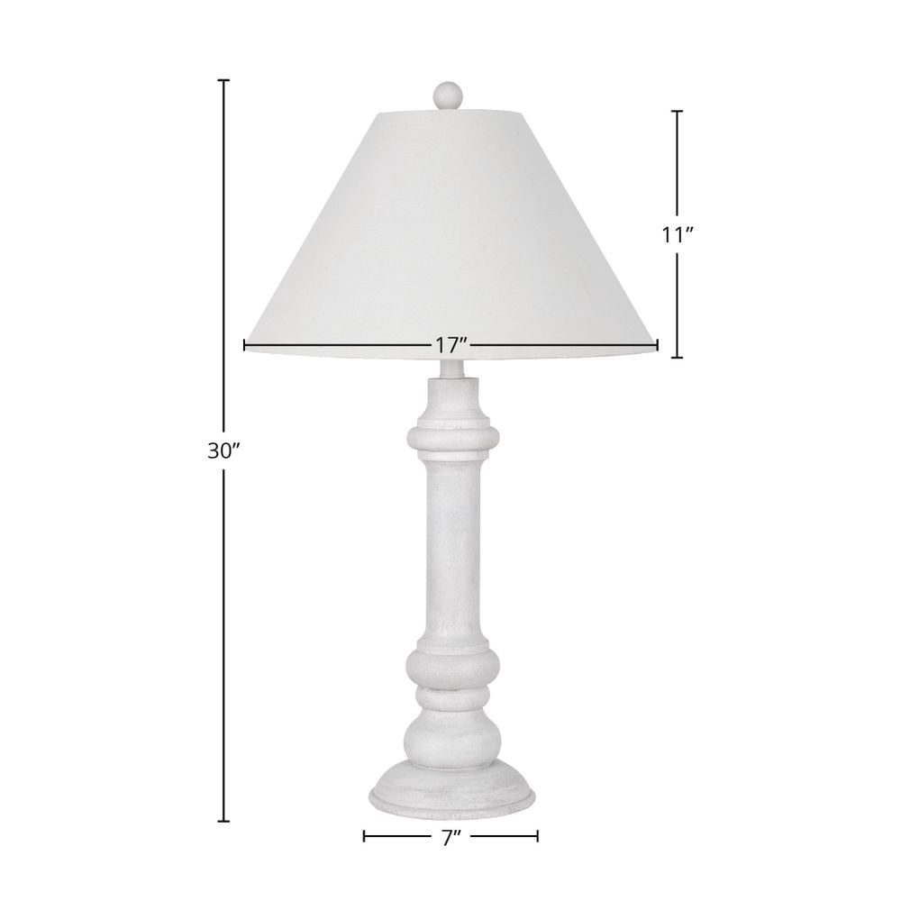 Coope Ridge Polyresin 30" Table Lamp with Linen Shade, Antique Cream (Set of 2)