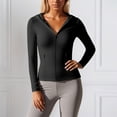 thumbnail image 2 of Tiweut Womens Yoga Jackets Lightweight Zip Up Hooded Slim Fit Long Sleeve Running Fitness Activities Stylish Ladies Outerwear Black,L, 2 of 9