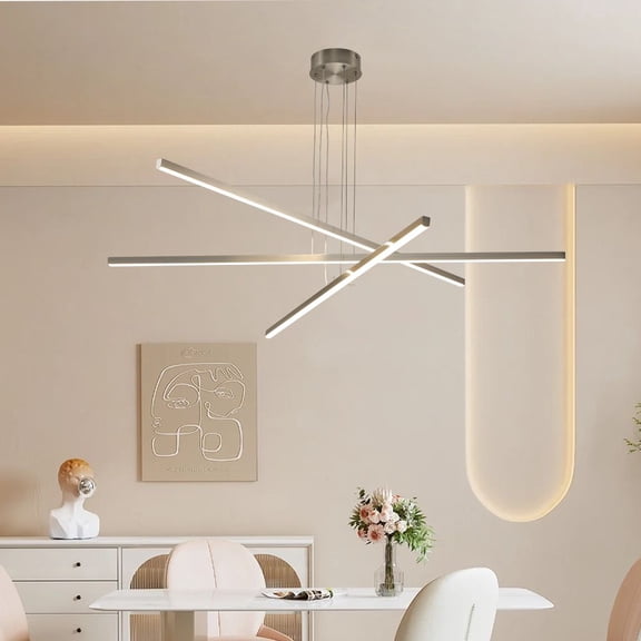 48" Modern LED Geometric 3-Arm Pendant Light Adjustable Hanging Dimmable Ceiling Lamp for Dining Room Living Room Office