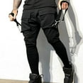 thumbnail image 4 of Pantalones largos para hombre, de color liso, con bolsillo y cordón, informales, juveniles, versátiles, deportivos, de gran tamaño., 4 of 5