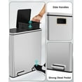 thumbnail image 6 of Pirecart 16 Gallon Dual Trash Can Stainless Steel Kitchen Garbage Can Step Recycle Bin, Silver, 6 of 10