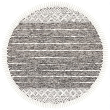 SAFAVIEH Vermont Wilfreda Aztec Area Rug, Black/Ivory, 6' x 6' Round