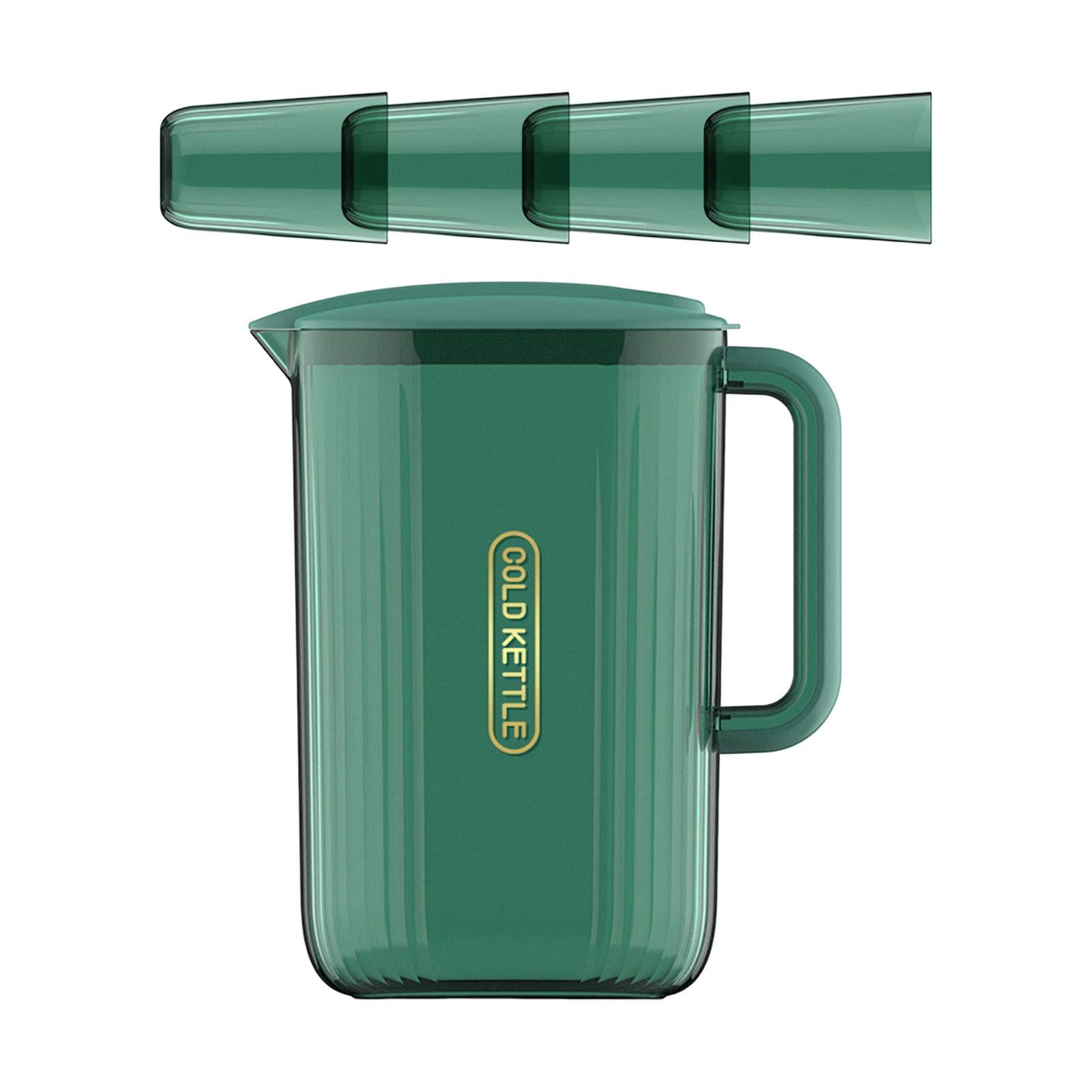 Fiocias Water Pitcher, Juice Water Jug, Lemonade Kettle, Heat Resistant Iced Tea Pitcher for Refrigerator Home Fridge Party Cold Water Juice Jar 2.2L , Green and 4 Cup