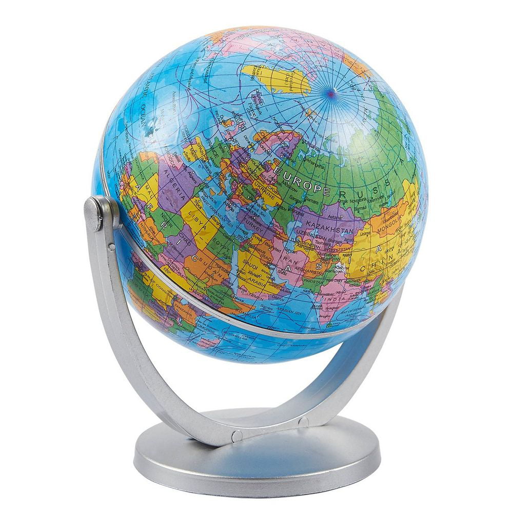 World Globe 4 Inch Globe Of The World With Stand Spinning Rotating