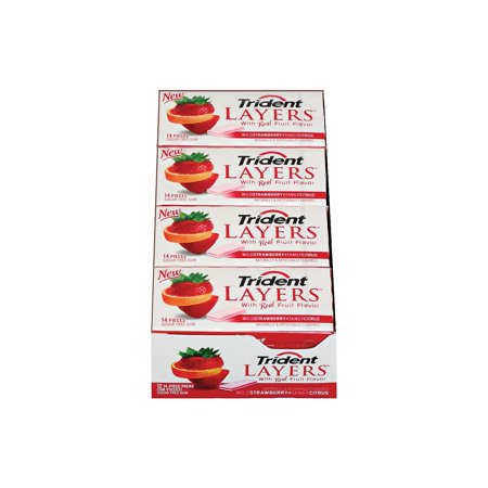 Trident Layers Wild Strawberry Tangy Citrus Sugar Free Gum, 14ct