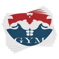 thumbnail image 1 of Ambesonne Fitness Place Mats Set of 4, Strong Man with Biceps, Standard Size, Red Blue White, 1 of 6
