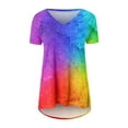 thumbnail image 5 of Xihbxyly Summer Clearance Tops ! Shirts for Women, Women's Gradient Printed Blouse V-Neck Short Sleeve Loose T-Shirt Tops Oversized T-Shirt Casual Tops Loose Fit Purple XXL # Best Deal, 5 of 5