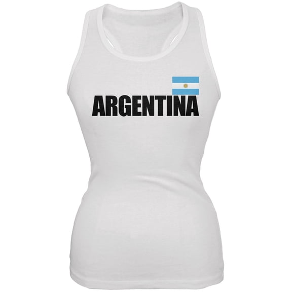 World Cup Argentina Flag & Letters White Soccer Juniors Tank Top - X-Large