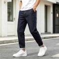 thumbnail image 2 of LODIENY Straight Leg Jeans for Men Slim Fit Cuffed Skinny Stretch Basic Denim Pants Dark Blue XXXXL, 2 of 9